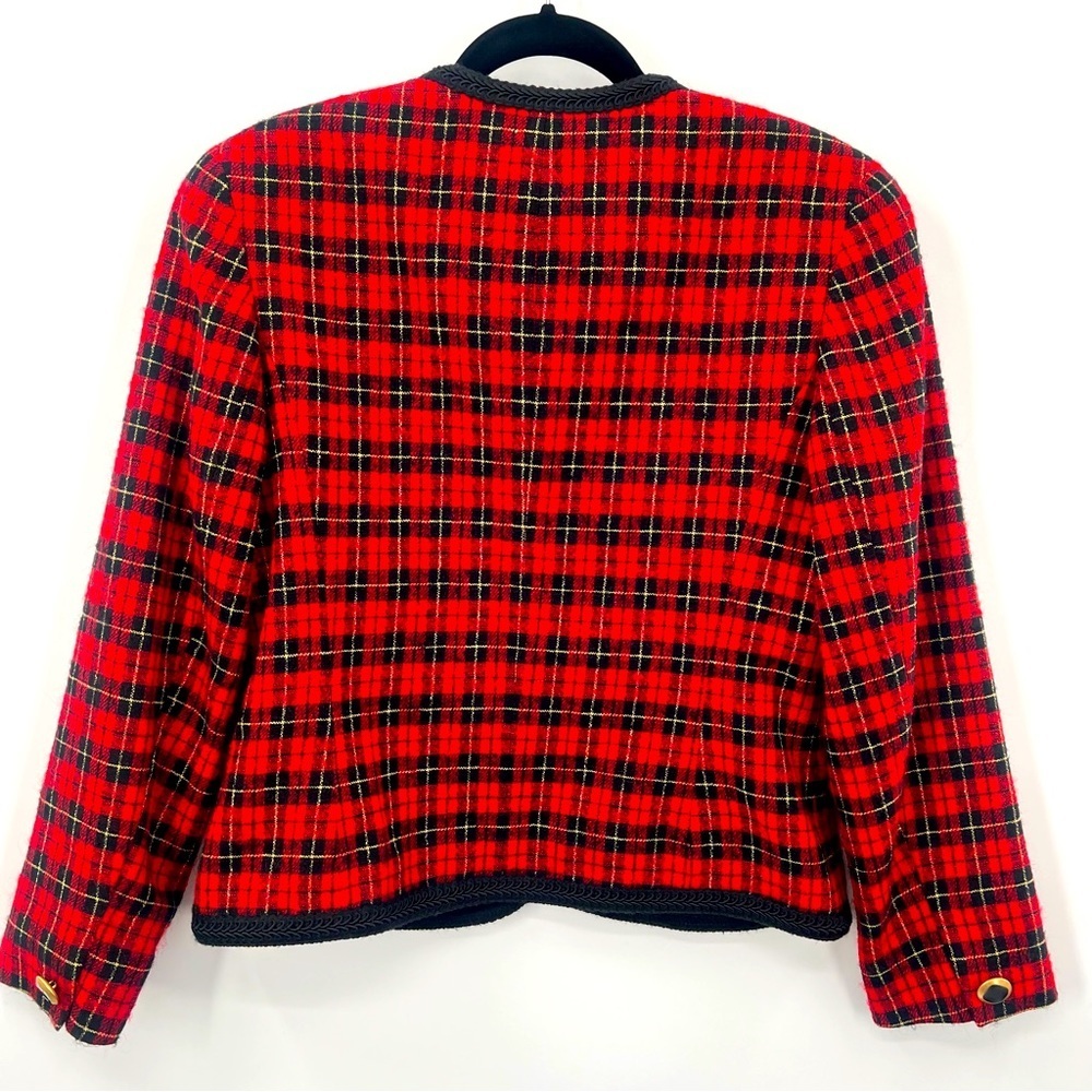 Vintage Pendleton Petite 100% Virgin Wool Tartan Plaid Red Blazer Jacket 10 y2k - Picture 2 of 11